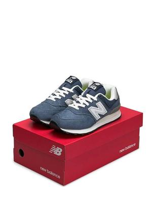 New balance 574 замша сині з сірим 🔹артикул: dm20882 фото