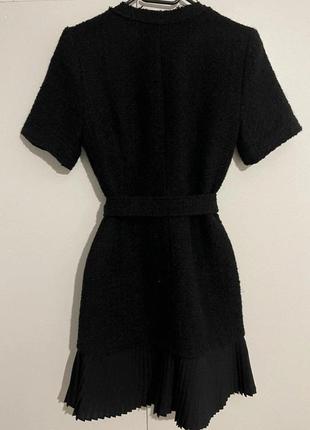 Трендовое твидовое платье на змейке с поясом карманами шерсть твид черный цвет sandro6 фото