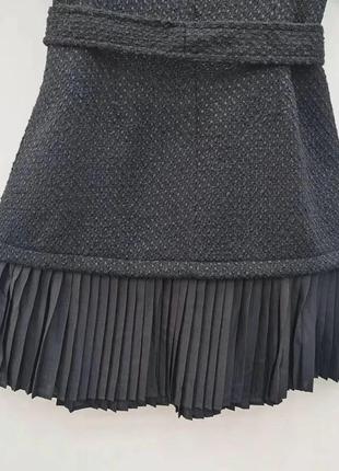 Трендовое твидовое платье на змейке с поясом карманами шерсть твид черный цвет sandro5 фото