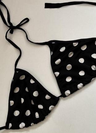 Топ бра ліфчик верх до купальника чорно-білий класичний на завʼязках