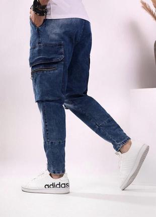 Мужские коттоновые джинсы-карго стрейч fangsida3 фото