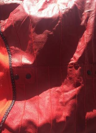 Красная кожаная курточка пиджак, натуральная кожа, приталенная, marc cain9 фото
