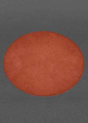 Круглый коврик для мышки из натуральной кожи светло-коричневый краст2 фото