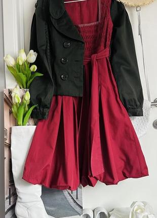 Комплект платье бордо и пиджак натуральные ткани2 фото