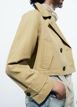 Укороченный бежевый тренч zara new3 фото