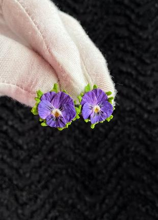 Сережки фіолетові братки, сережки фіолетові квіти1 фото
