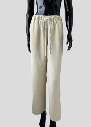 Широкие льняные брюки палаццо h&m с высокой посадкой 100% лен2 фото