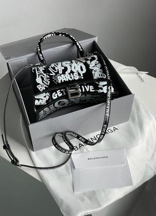 Balenciaga hourglass small handbag graffiti in black