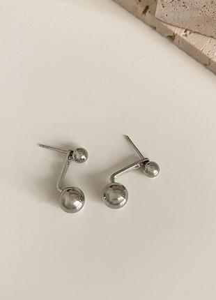 Серьги двойные шарики