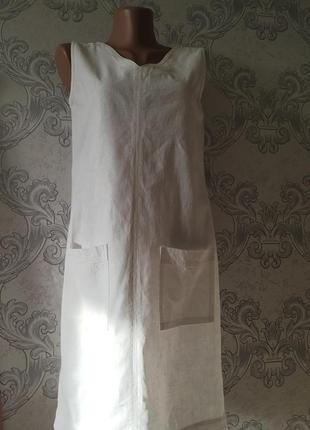 100% лен платье белое