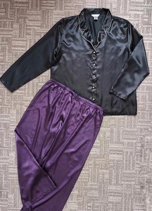 Чорно - фіолетовий атласний комплект