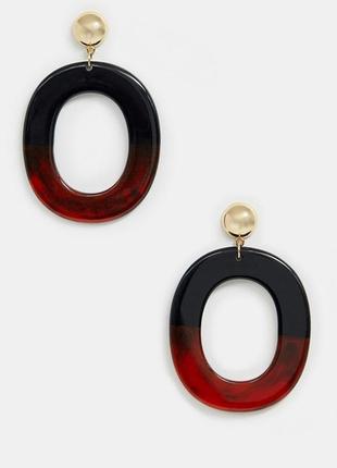 ❤️🖤 крупные трендовые серьги-гвоздики с овальными подвесками "red-black" от aldo оригинал1 фото