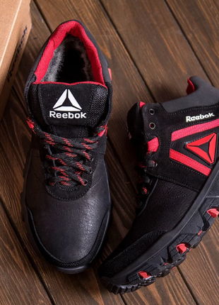 Мужские зимние кожаные ботинки reebok crossfit red r-04 ч\кр w