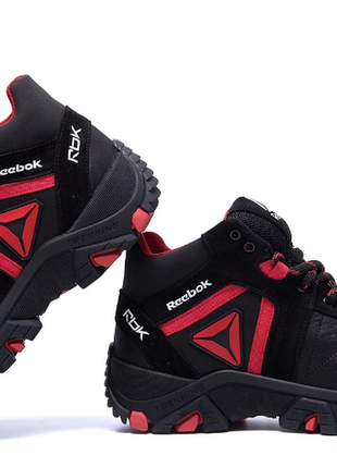 Мужские зимние кожаные ботинки reebok crossfit red r-04 ч\кр w