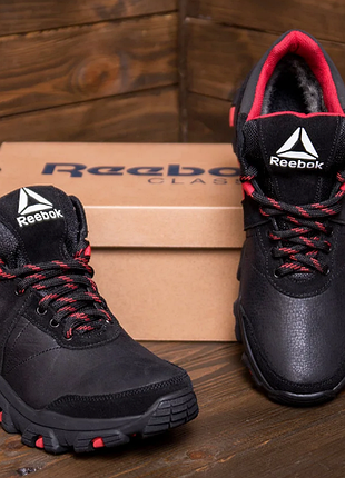 Мужские зимние кожаные ботинки reebok crossfit red r-04 ч\кр w