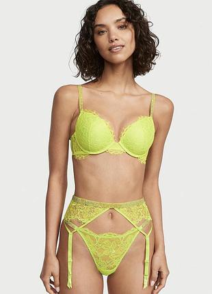 Комплект с поясом victoria’s secret very sexy shine оригинал яркий желтый комплект неоновый пуш
