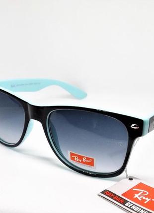 Окуляри сонцезахисні ray ban 2140 с 1001-3fa чорно-блакитні з градієнтом1 фото