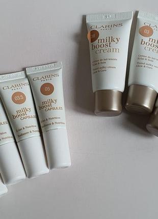 Розяснюючий тональні крема мініатюри clarins milky boost1 фото