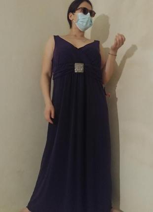 Сукня сарафан в підлогу відкрита спина оверсайз батал розмір 58/6 xl! v-виріз