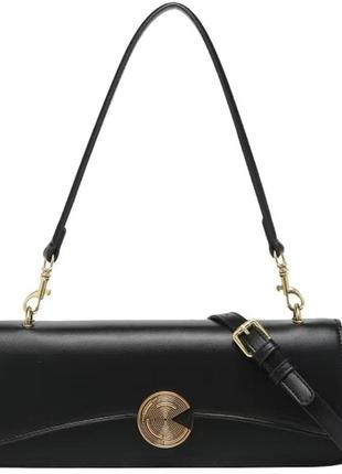 Сучасна класична сумка чорна з золотою фурнітурою ретро стиль
