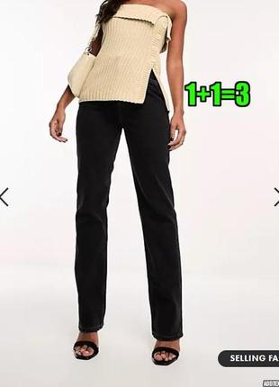 💥1+1=3 брендові прямі сіро-чорні джинсизі стразами стрейч marks&spencer, розмір 44 - 46