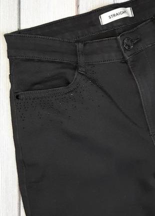💥1+1=3 брендовые прямые серо-черные джинсизи стразами стрейч marks &amp; spancer, размер 44 - 467 фото