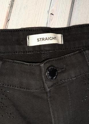 💥1+1=3 брендовые прямые серо-черные джинсизи стразами стрейч marks &amp; spancer, размер 44 - 468 фото