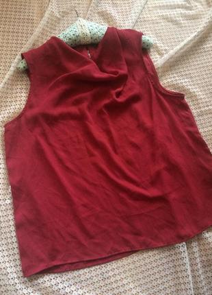 Красивая шифоновая блуза без рукавов цвета бургунди primark4 фото
