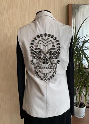 Кожаная жилетка блейзер брендовая оригинал philipp plein размер s/m