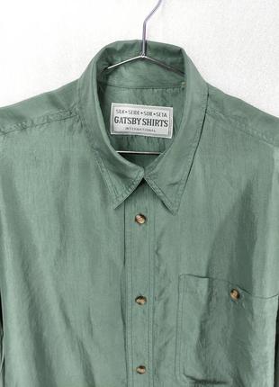 Шелковая рубашка gatsby shirts бирюзовая светлая зеленая шелк шолк шолковая легкая свободная мужская