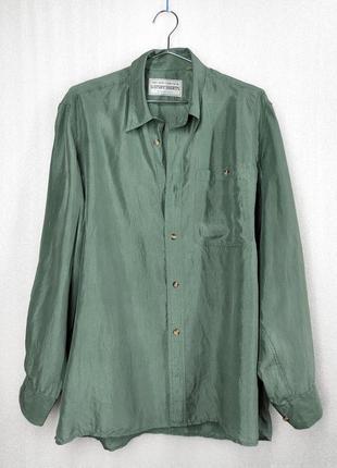 Шовкова сорочка gatsby shirts бірюзова світла зелена шовк шовк шолкова легка3 фото
