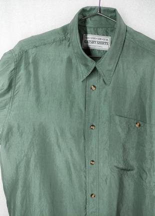 Шовкова сорочка gatsby shirts бірюзова світла зелена шовк шовк шолкова легка9 фото