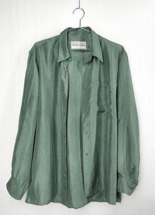 Шовкова сорочка gatsby shirts бірюзова світла зелена шовк шовк шолкова легка4 фото