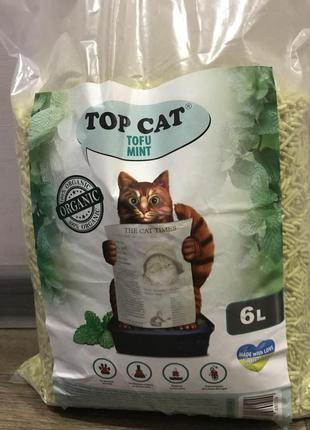 Наполнитель для кошачьего туалета top cat tofu соевый с мятой, 6 л2 фото