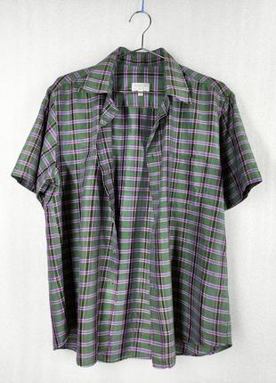Тенниска тайский шелк thai silk в клетку зеленая рубашка легкая тениска шолк шолковая шелковая свободная мужская4 фото