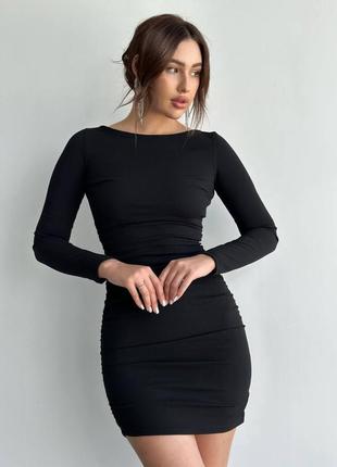 Черное короткое мини платье с пушапом черного цвета
