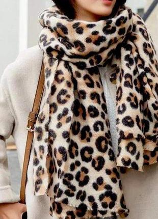 Леопард! 🐆 большой мягкий палантин шарф пончо накидка леопардовый хищный принт1 фото