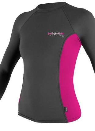 Рубашка o'neill womens skins crew uv o`neill с длинным рукавом графит/ягодный