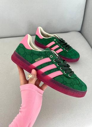 Adidas gazelle crocodile green/pink