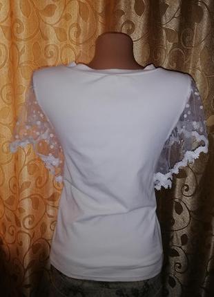 💛💛💛красивая женская блузка, футболка с кружевными рукавами may (дефект)💛💛💛8 фото