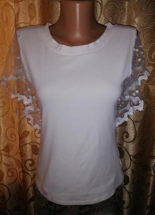 💛💛💛красивая женская блузка, футболка с кружевными рукавами may (дефект)💛💛💛2 фото