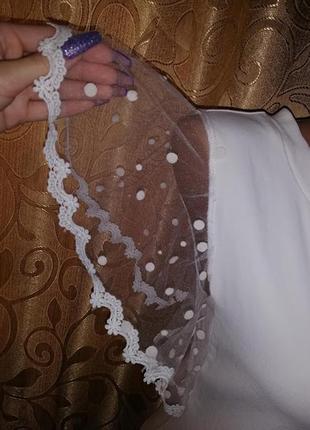 💛💛💛красивая женская блузка, футболка с кружевными рукавами may (дефект)💛💛💛6 фото