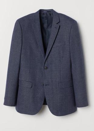 Приталенный мужской пиджак из смеси шерсти h&m