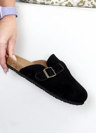 Черные женские клоги туфли мокасины с открытой пяткой8 фото