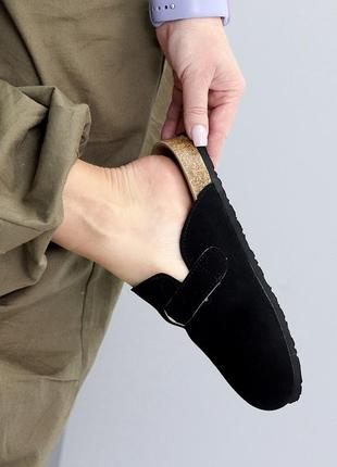 Черные женские клоги туфли мокасины с открытой пяткой4 фото
