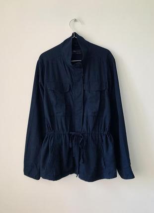 Легка весняна куртка сафарі натуральна тканина marks&spencer темно-синя куртка на весну бавовна5 фото