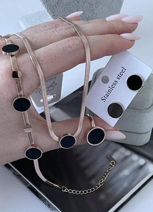 Женский комплект  из медицинского золота stainless steel, позолоченный