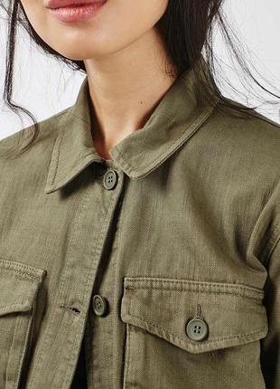 Куртка-сорочка з глибокими кишенями хакі topshop весняна оливкова куртка бавовна шекет на весну4 фото
