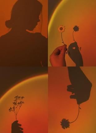 Закатна лампа з пультом, sunset lamp, 4 основних кольори, 16 відтінків.