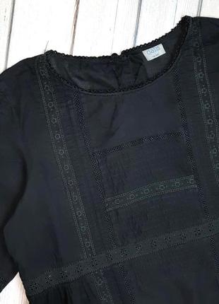 🤩1+1=3 стильная черная батистовая блуза с прошвой oasis, размер 48 - 504 фото